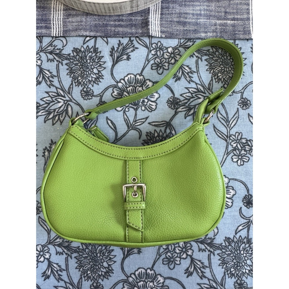 Nine & Company Green Mini Shoulder Bag Y2K Buckle Accent Faux Leather Purse